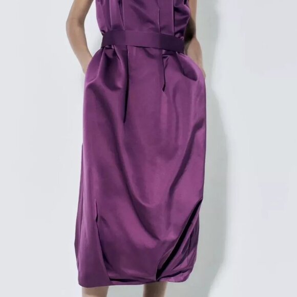 ZARA WOMAN NWT FW23 STRAPLESS PANELLED DRESS LIMITED EDITION AUBERGINE 8248/754 - Picture 5 of 16